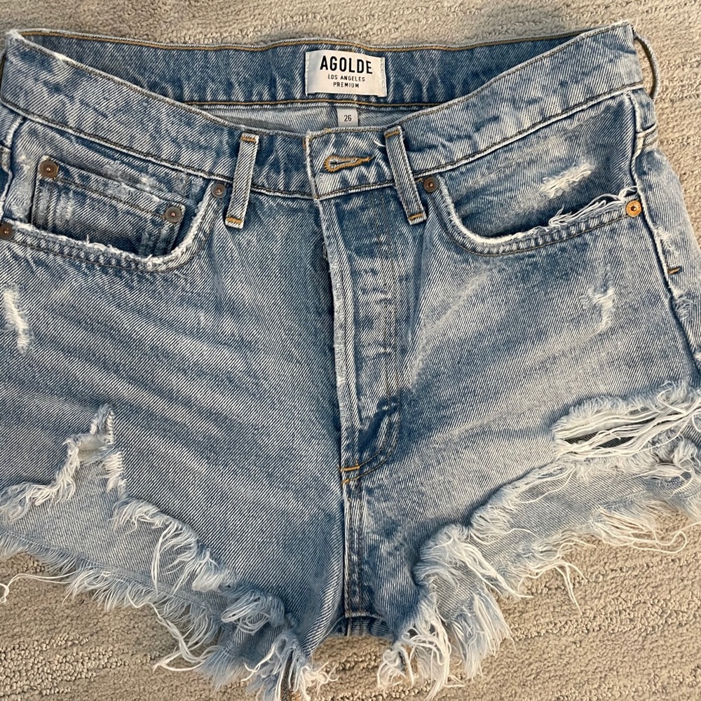 AGOLDE distressed cut off jeans short